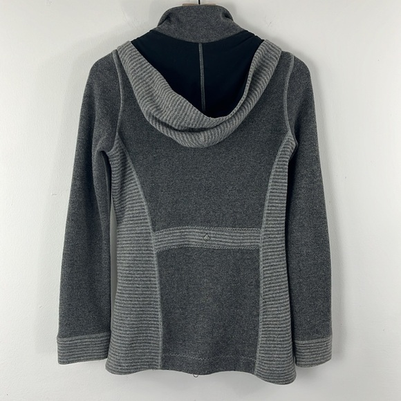 Prana Kari Grey Wool Blend Hooded Zip Sweater Jacket Pockets Womens Size XS - Picture 2 of 14